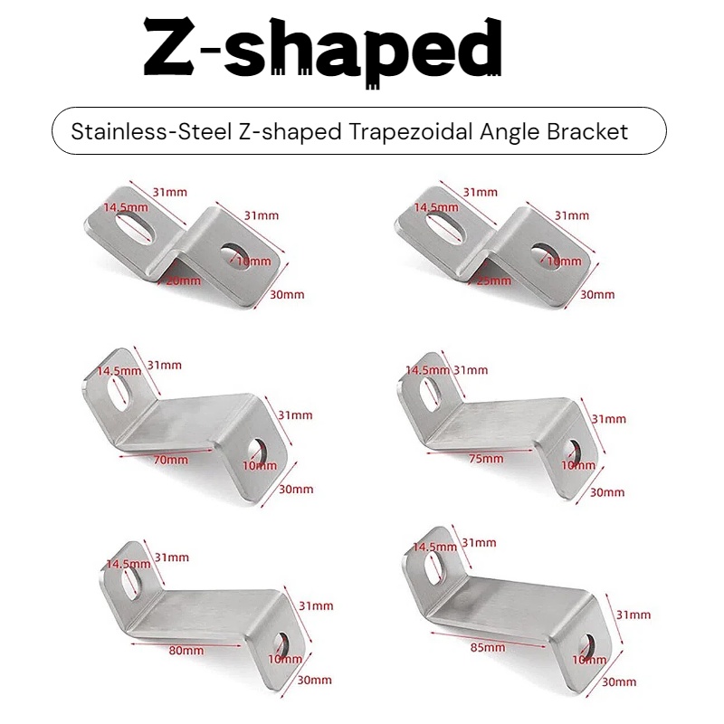 Furniture Hardware Connectors - 3mm Thick Stainless‑Steel Z‑Shape Angle Bracket