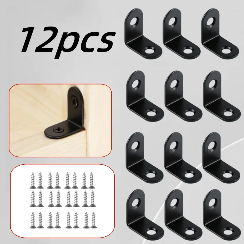 12pcs black metal right angle  - огляд і ціна Used Furniture Hardware