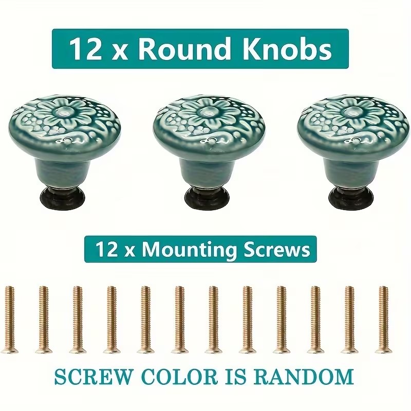 12pcs Ceramic Cabinet Knobs, F - огляд і ціна Furniture Home Hardware