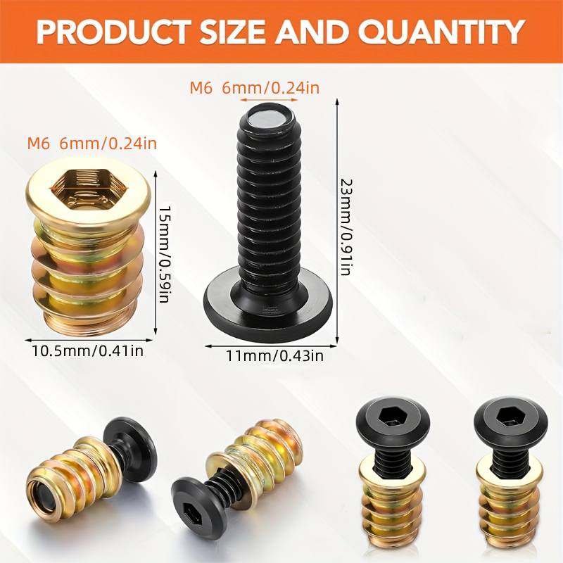 10PCS Threaded Inserts Nut Com - огляд і ціна Furniture Hardware Connectors
